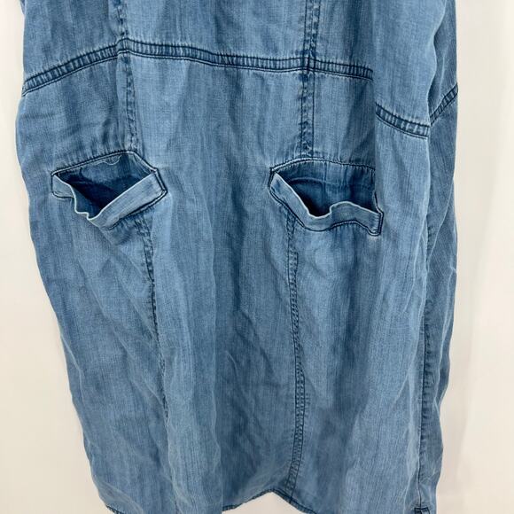 American eagle chambray blue high neck shift dress front pockets size large - Picture 5 of 10